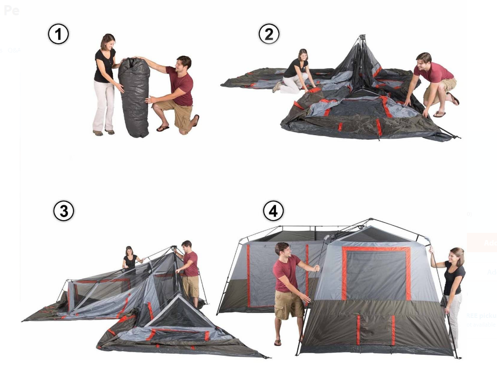 l tent 12 Person 3 Room l-Shaped Instant Cabin Tent – frog-voyage