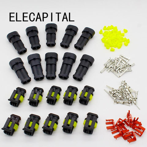 10 Kit 2 Pin Way Waterproof Electrical Wire Connector Plug
